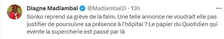 Reprise grève de la faim - Madiambal raille Sonko : "Le papier du Quotidien qui évente la supercherie est passé par là"