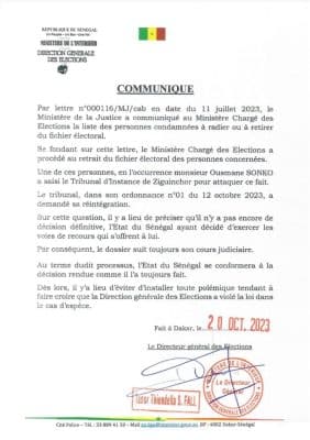Refus de donner à Sonko des fiches de parrainage : La DGE apporte des précisions