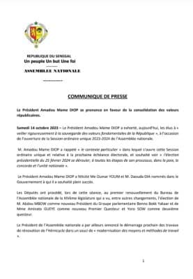 Nouveau bureau de l’Assemblée nationale : Les députés élus sont connus