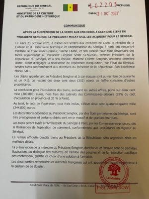 Acquisition par le Sénégal des biens historiques de l'ex-président Léopold Sédar Senghor à Paris