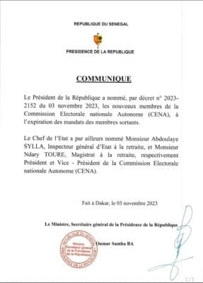 CENA: Macky Sall remercie Doudou Ndir, Abdoulaye Sylla prend les commandes
