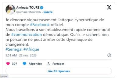 Cybercriminalité : le compte facebook de Mimi Touré piraté affiche "mode deuil"