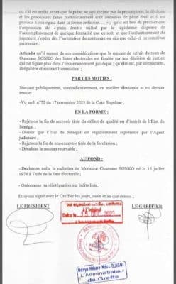 Réintégration de Sonko sur les listes électorales : Le juge acte sa décision (document)