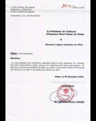 Urgent- Rebondissement dans l'affaire Sonko : convocation d'une audience spéciale par le président du Tribunal hors classe de Dakar
