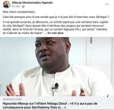 Rectification: A l'endroit de M.Ngounda Mboup