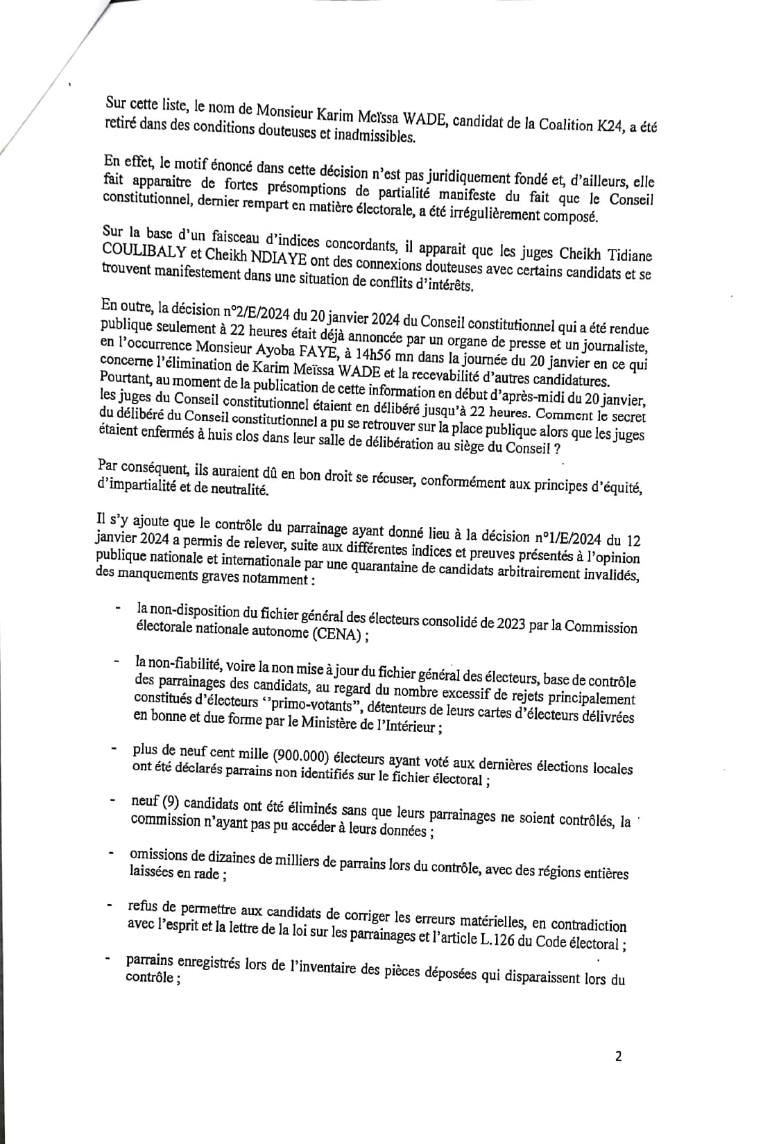 Affaire Karim Wade : Proposition de résolution pour la mise en place d'une commission d'enquête parlementaire à l'Assemblée