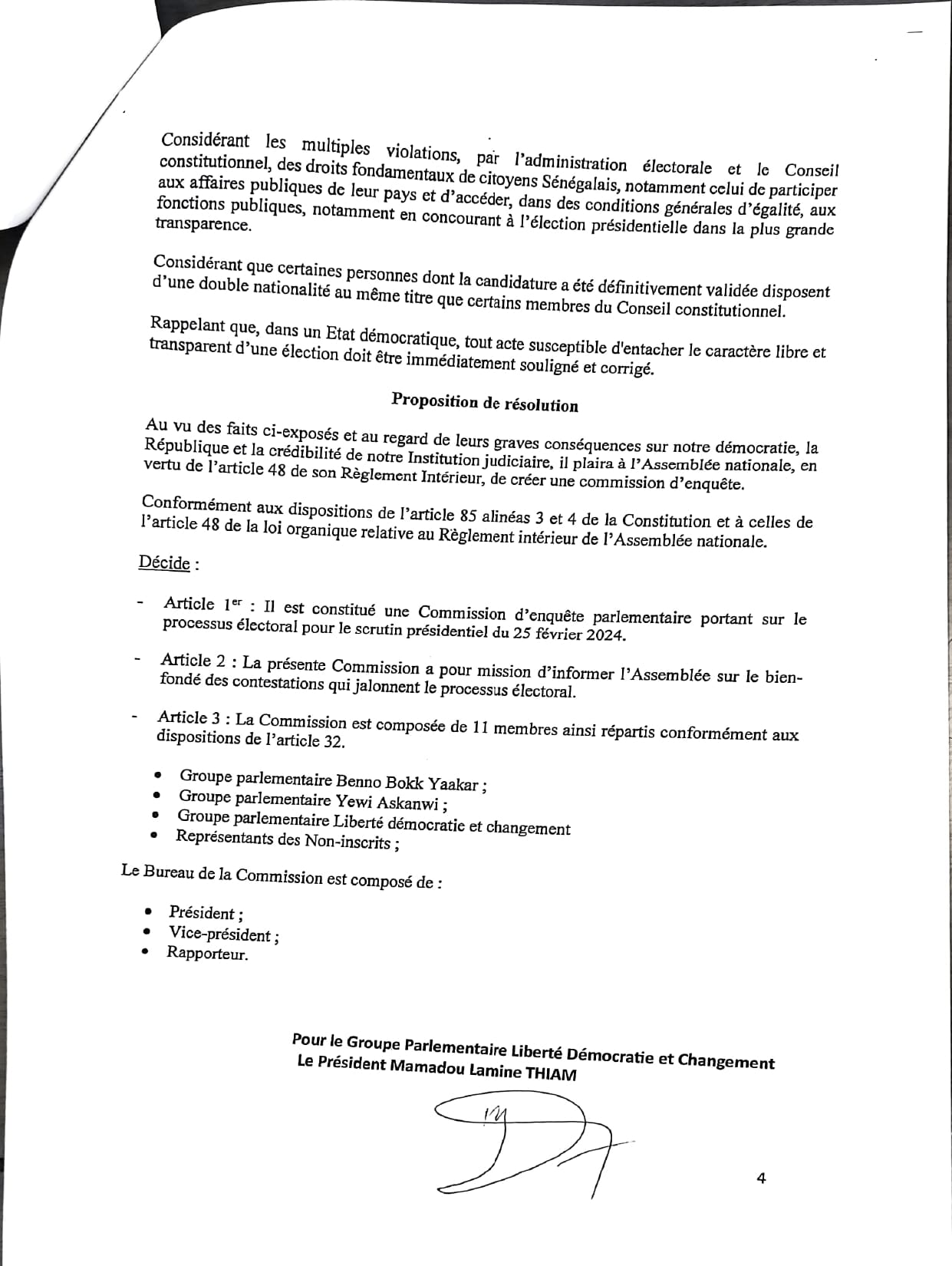 Affaire Karim Wade : Proposition de résolution pour la mise en place d'une commission d'enquête parlementaire à l'Assemblée