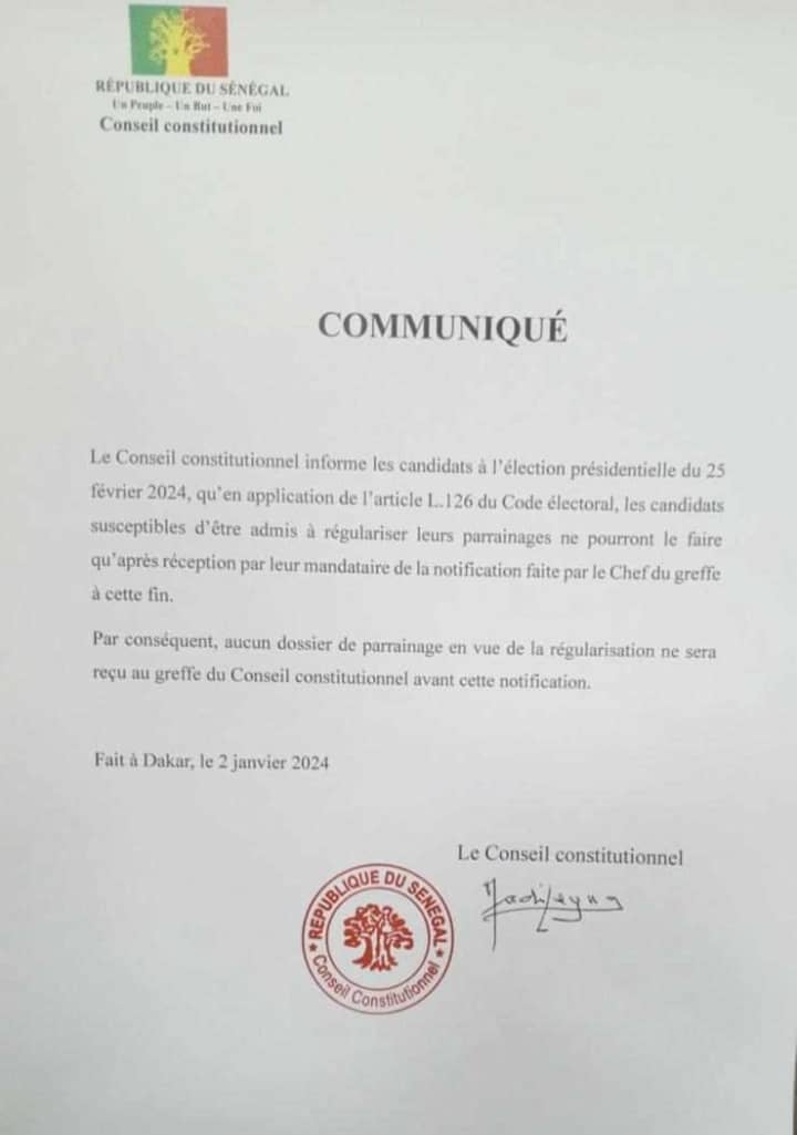 Urgent/ communiqué du conseil constitutionnel : rappel de l'article L26 aux mandataires des candidats