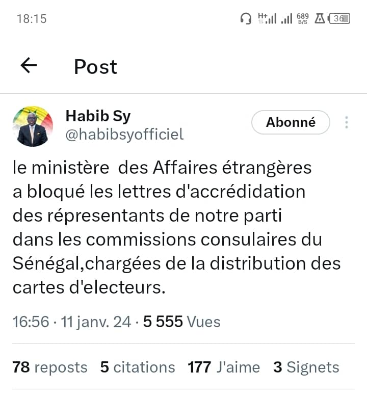 Présidentielle 2024: Révélation Surprenante d'Habib Sy sur les accréditations dans les Commissions Consulaires