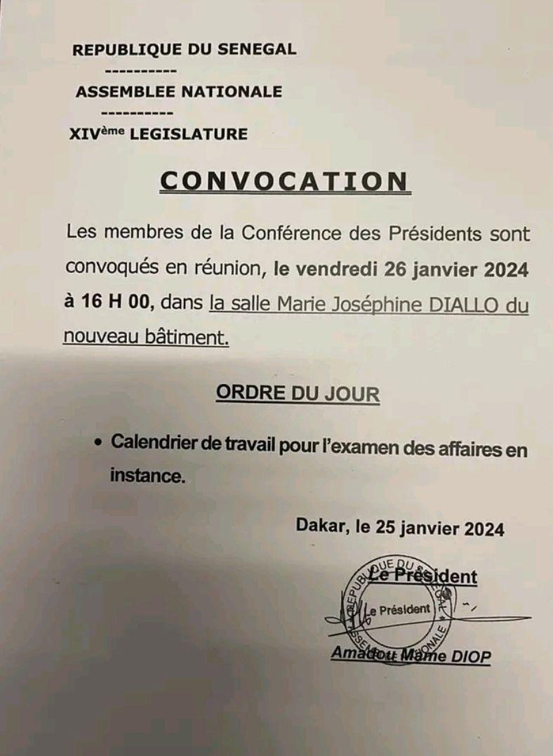 Assemblée nationale: les membres de la conference des presidents convoqués ce vendredi