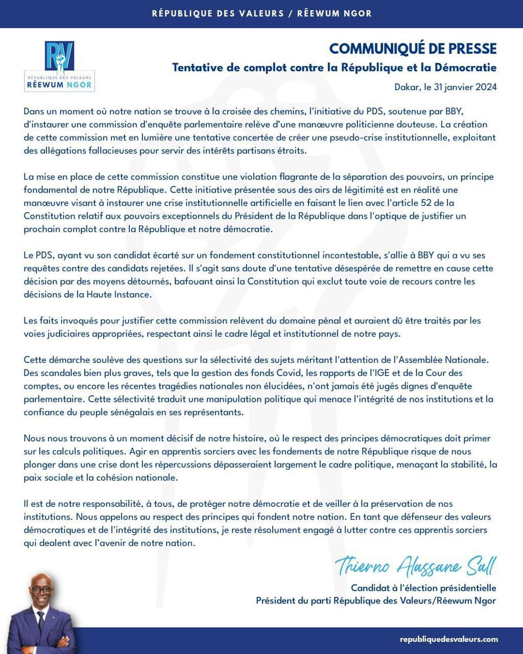 Enquête parlementaire sur le cas Karim Wade: Tas dénonce "une violation flagrante de la separation des pouvoirs"