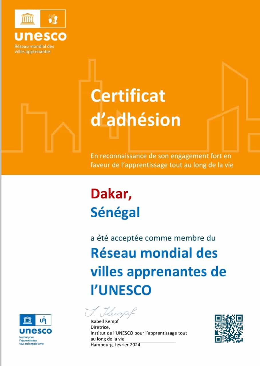 La ville de Dakar reconnue ville apprenante par l’UNESCO