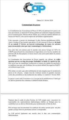 Retrait Licence et coupure signal Walf: La CAP réaménage son plan d'action