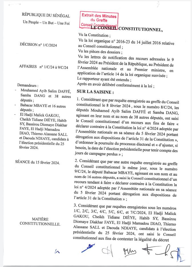 Urgent: la decision du conseil constitutionnel vient de tomber