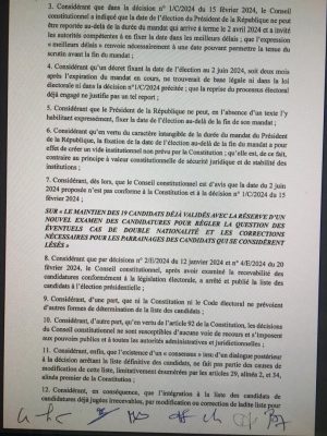 Présidentielle : Le Conseil Constitutionnel rejette toutes les conclusions du dialogue national