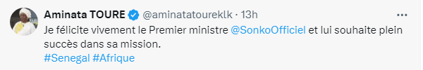 Sonko nommé Premier ministre : Les "vives" félicitations de Mimi Touré
