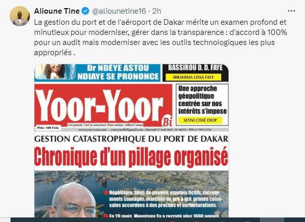 Gestion du Port et de l'aéroport : Alioune Tine réclame un examen profond et minutieux