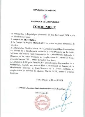 Urgent : Le Général de Division Martin FAYE nommé Haut-Commandant de la Gendarmerie nationale