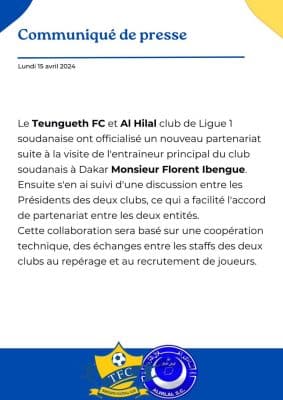 Ligue 1 : Accord de partenariat entre Al Hilal et Teungueth Fc