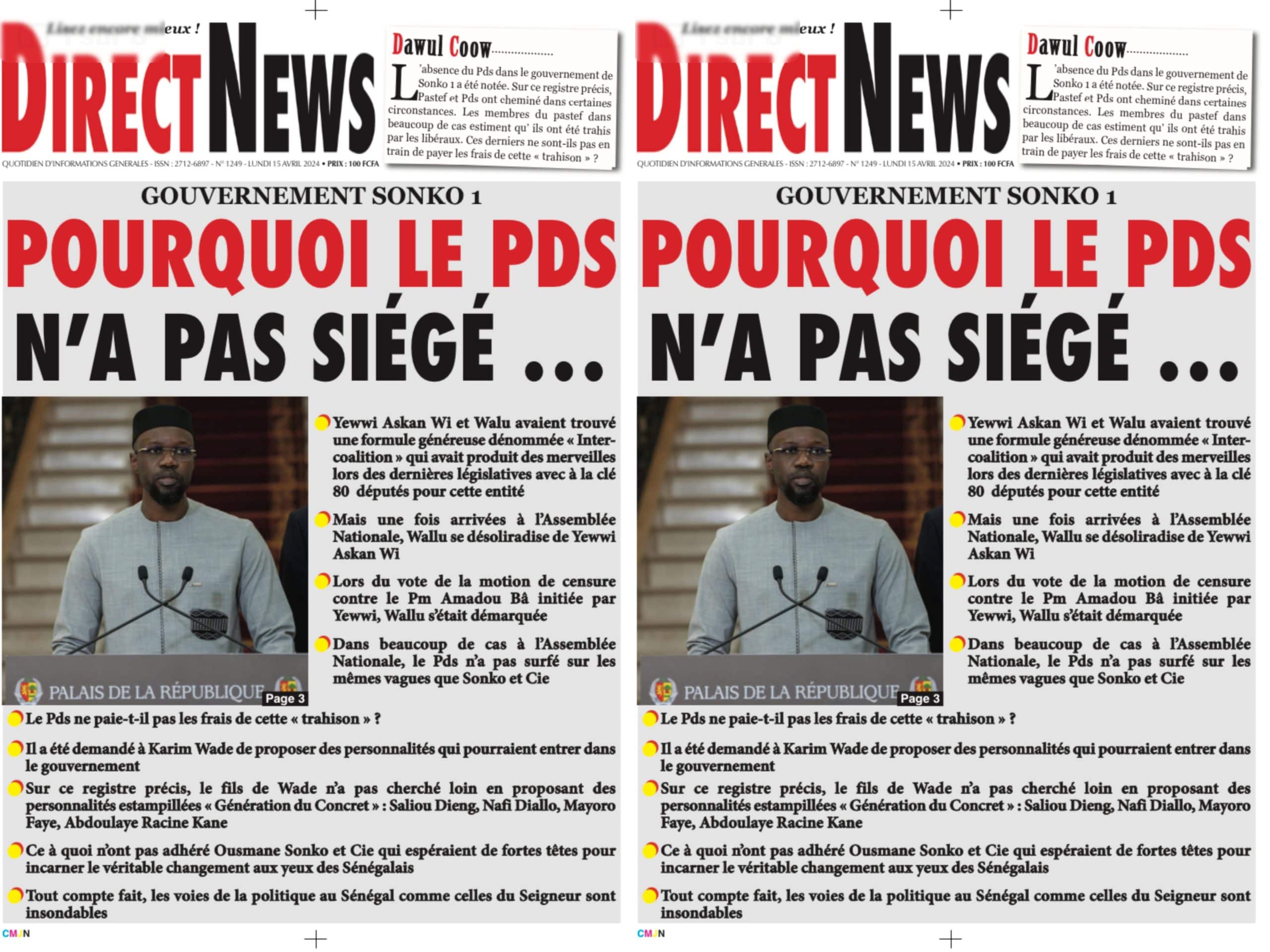 Urgent : Le PDS porte plainte contre Direct News pour "diffamation"