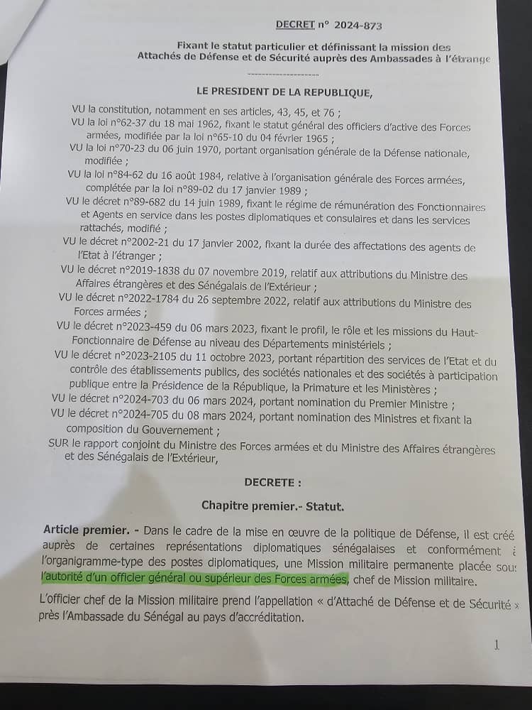 Affectation à New Ndelhi : Ce décret de Macky Sall montre qu'un général peut bien être nommé Attaché militaire