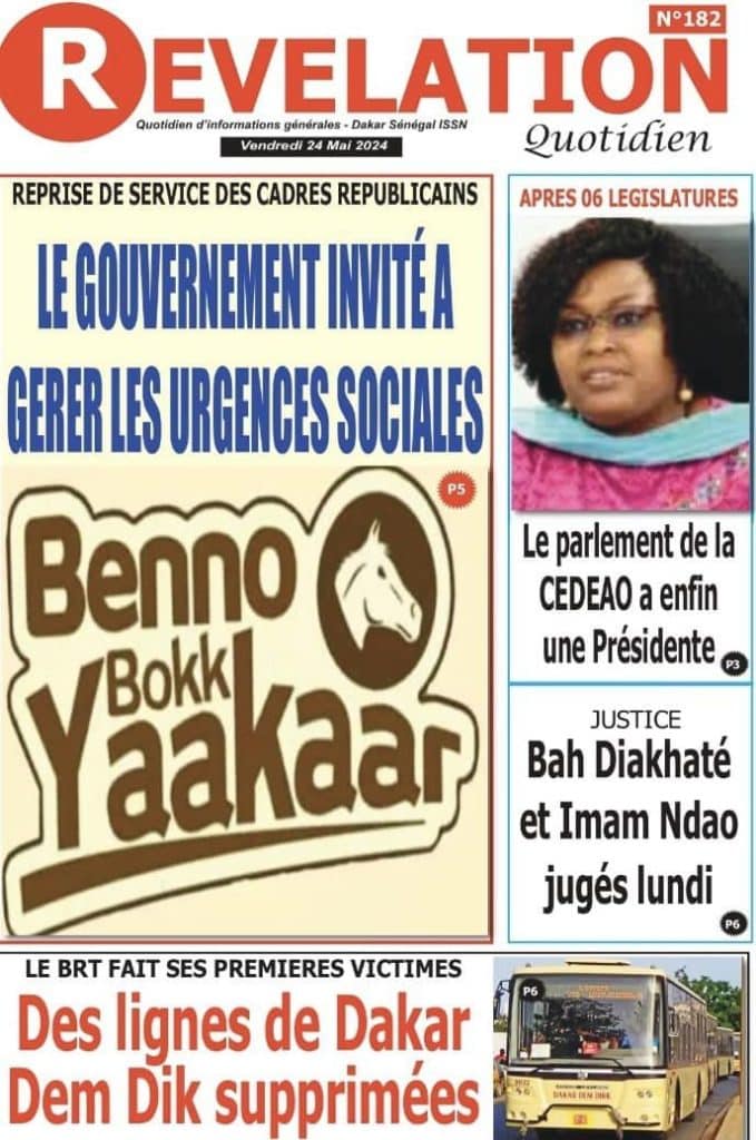 Les Unes des journaux Sénégalais du vendredi 24 mai 2024