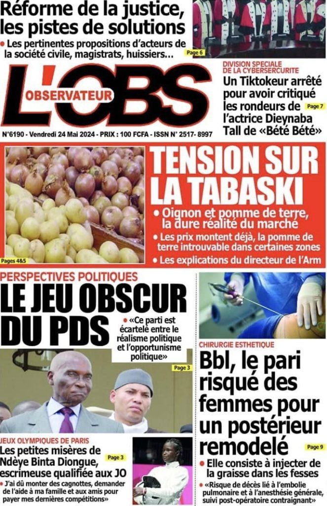 Les Unes des journaux Sénégalais du vendredi 24 mai 2024