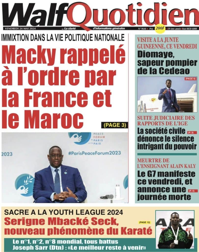 Les Unes des journaux Sénégalais du vendredi 24 mai 2024