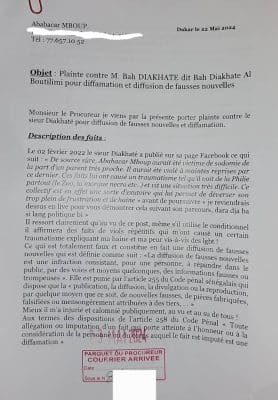 Justice : Ababacar Mboup dépose une plainte contre Bah Diakhaté