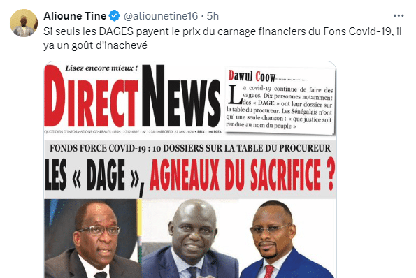 Fonds Force Covid-19 : "Il y a un goût d'inachevé si seuls les DAGES payent..." (Alioune Tine)