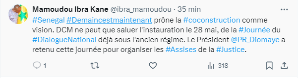 Dialogue national : Mamoudou Ibra Kane réagit