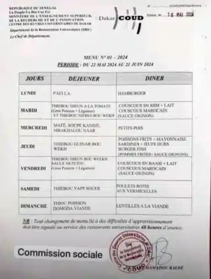 Restauration UCAD : Un nouveau menu à la table des étudiants