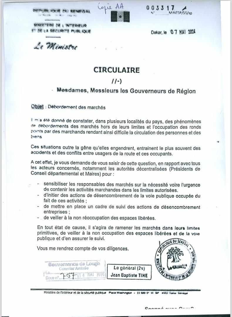 Déguerpissements-Sonko indexe les collectivités locales : Les ambulants brandissent le circulaire du 07 mai 2024
