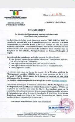 Classes Préparatoires aux Grandes Ecoles (CPGE) : Les bacheliers avec la mention TRES BIEN ou BIEN peuvent se candidater