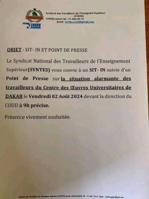 Éducation : Le Syndicat National des Travailleurs de l'Enseignement Supérieur en Sit-In, ce vendredi