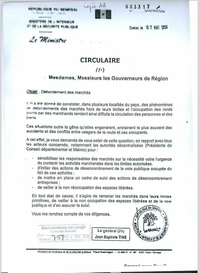 Général Tine (ministre de l'intérieur) : " Ma circulaire ne s'adressait pas aux maires