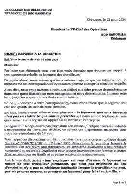 Affaire Sabodala : Le collège des délégués du personnel apporte la réplique à la direction