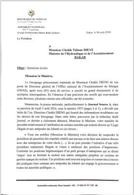 Limogeage de Cheikh Dieng : Abdou Mbow adresse des Questions écrites au ministre Cheikh Tidiane Dieye