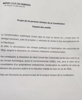 Dissolution Hcct-Cese : Les motifs du projet de loi portant connus