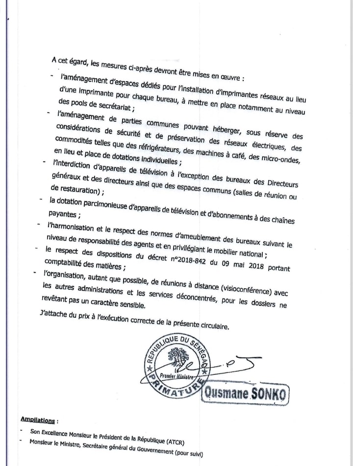 Rationalisation des dépenses publiques : Sonko sort une circulaire