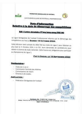 LSFP : Les compétitions démarrent le SAMEDI 19 OCTOBRE 2024