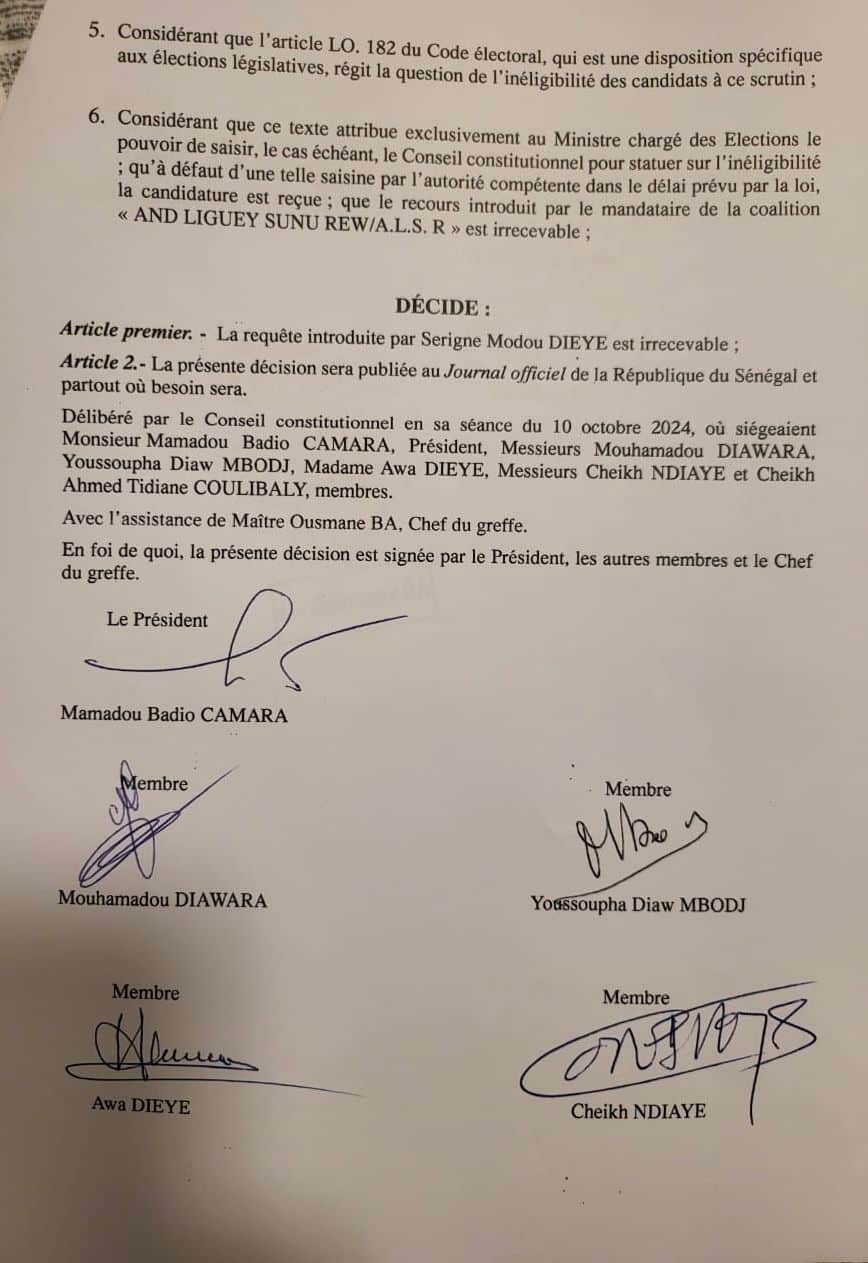 Législatives - Recours contre Barthelemy Dias au Conseil Constitutonnel: le verdict vient de tomber (Documents)