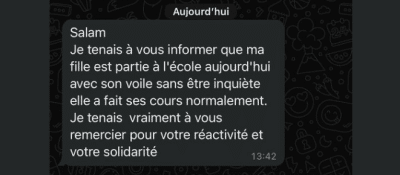 Sainte Bernadette : L’élève renvoyée de l’école à cause de son voile finalement réintégrée !