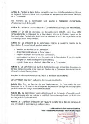 Déclaration des entreprises de presse : Note de présentation Portant création de la commission d'examen et de validation