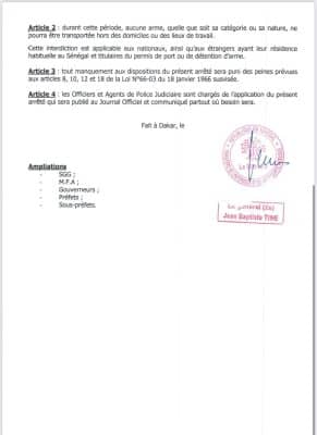 Législatives 2024 : Interdiction de port d'armes, de munitions et d'explosifs jusqu'au 17 décembre