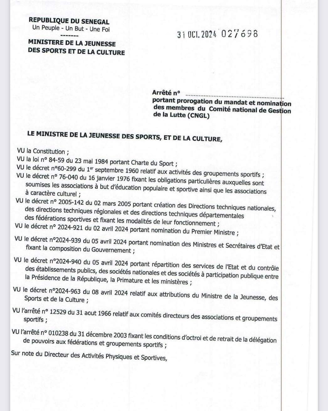 Officiel: Malick Ngom nouveau Président du CNG (Documents)
