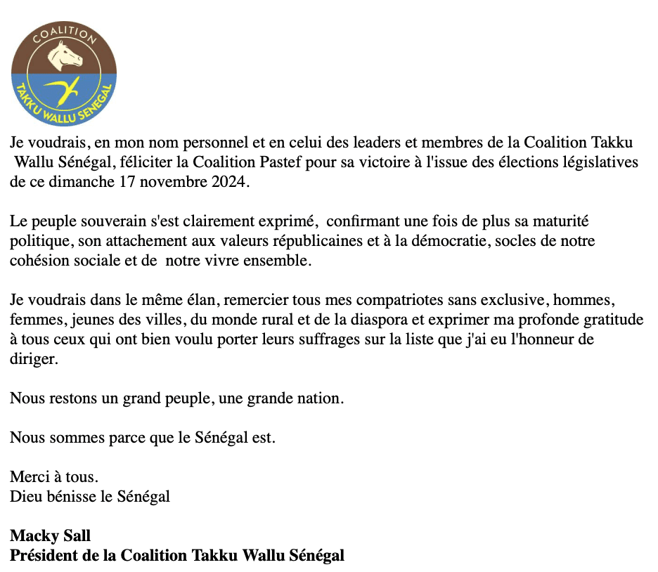 Législatives: Macky Sall félicite SONKO & PASTEF
