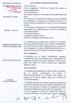 Annulation de la radiation de Barth de la liste des députés : Le Conseil constitutionnel se déclare incompétent !