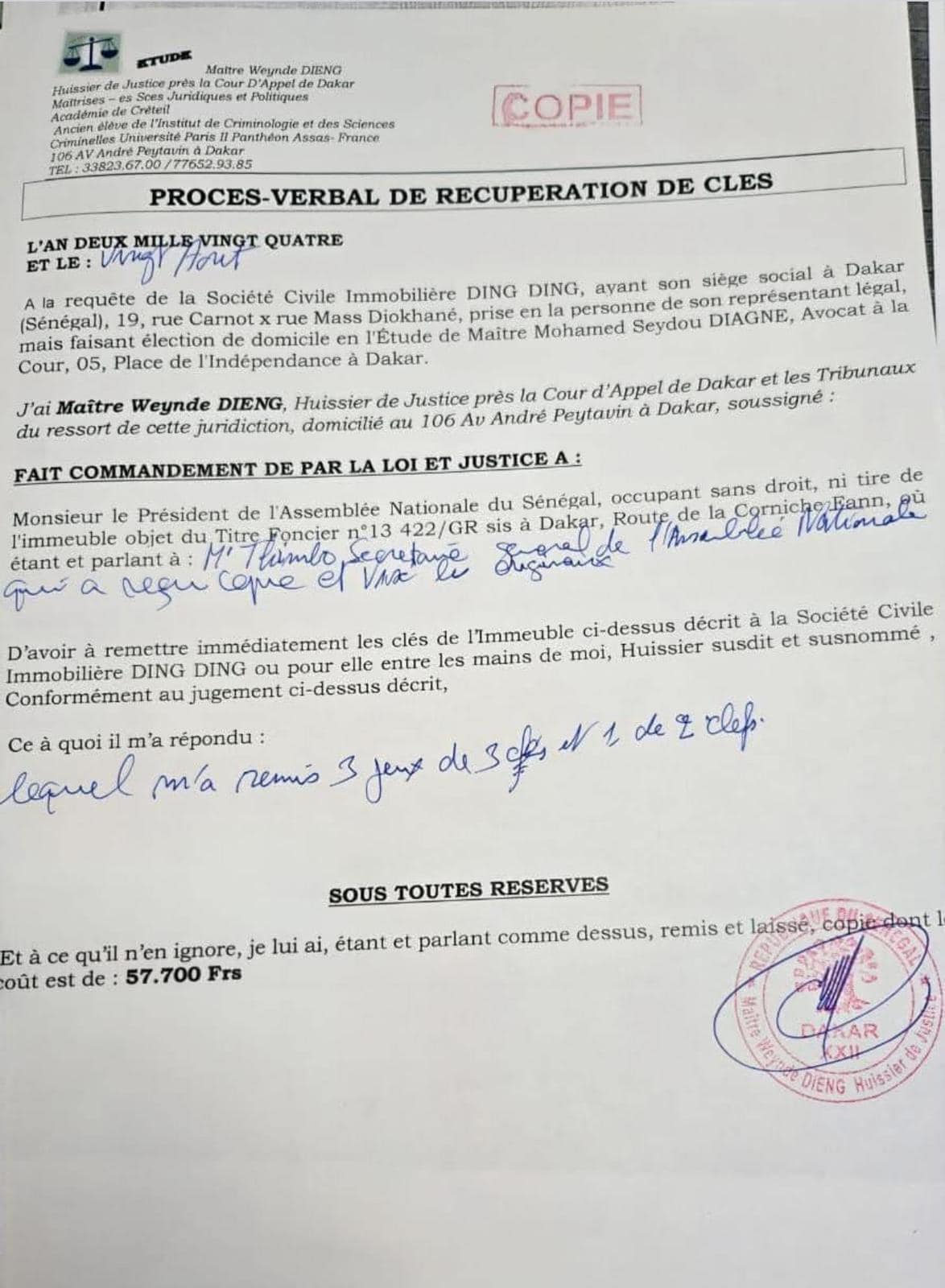 Résidence du président de l'Assemblée "vendue" à 300 millions : Ce que l'on en sait !