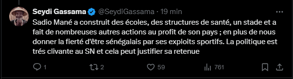 "Retenue" de Mané en politique : Quand Seydi Gassama donne des explications 